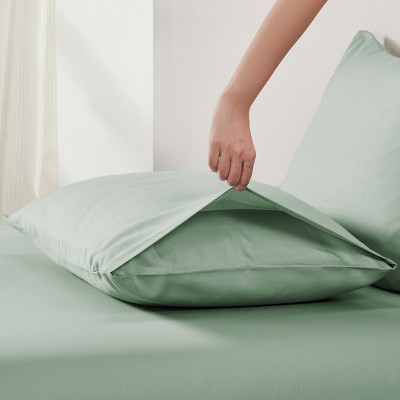 Sage Green Standard/Queen Cotton Sateen Pillowcase Set