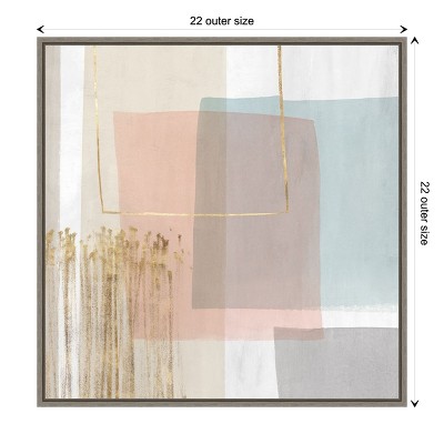 Blushed Abstract Pastel Canvas Wall Art with Sylvie Greywash Frame