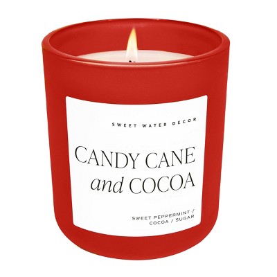 Sweet Water Decor Candy Cane and Cocoa 15oz Matte Candle - Red