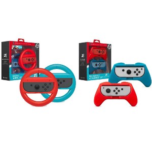 Hyperkin Racing Wheel Set For Joy-Con & Pro Handle Attachment Set For Joy-Con Bundle - 1 of 3