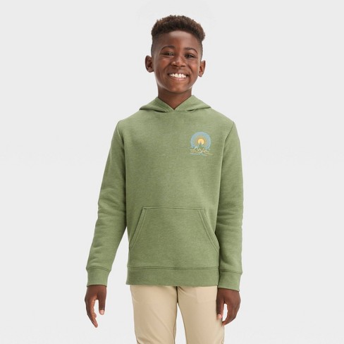 Green Boys\' Fleece L Sweatshirt Jack™ : - Target Pullover & Olive Cat