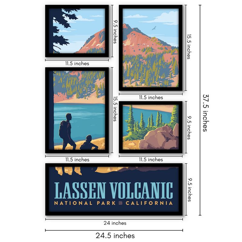 Americanflat Lassen Volcanic National Park 5 Piece Grid Wall Art Room Decor Set - Vintage landscape Modern Home Decor Wall Prints, 3 of 6