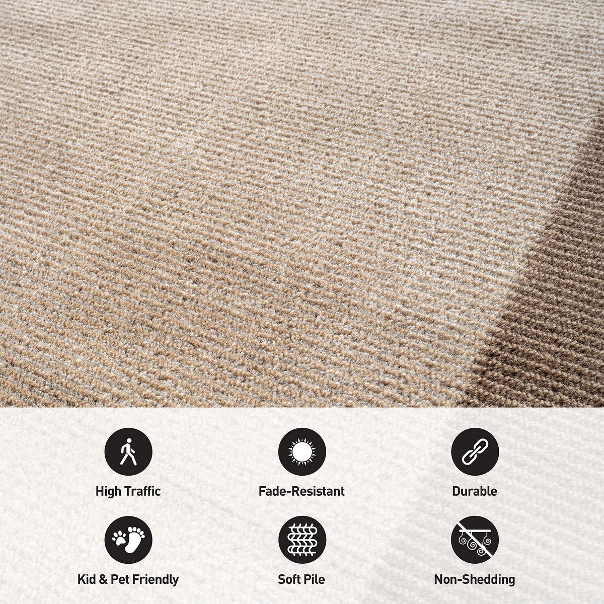 World Rug Gallery Modern Geometric Stripe Bordered Area Rug for Living Room, Bedroom, or Entryway – Low Pile Indoor Rug - thumbnail 8