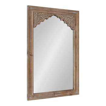 24" x 36" Shivani Wood Framed Decorative Wall Mirror Rustic Brown - Kate & Laurel All Things Decor