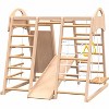 KTMBDW Indoor Playground 7-in-1 Jungle Gym Kids Climbing Toys, Montessori Philosophy Waldorf Style Wooden Climber Playset with Slide, Swing, Natural - 2 of 4