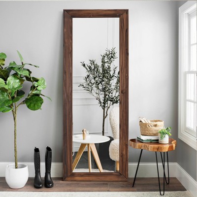 Caroline 64"x21" Distressed Wood Full Length Mirror With Stand, Wall ...
