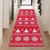 Christmas Snowflake and Xmas Tree Pattern Area Rug Washable Rug - 2 of 4