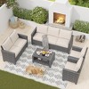 Whizmax Outdoor Patio Furniture Sets,PE Wicker Rattan Sectional Furniture Couch Set with Glass Coffee Table for Backyard, Deck, Earth Gray - 3 of 4