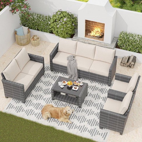 Target grey wicker patio furniture deals