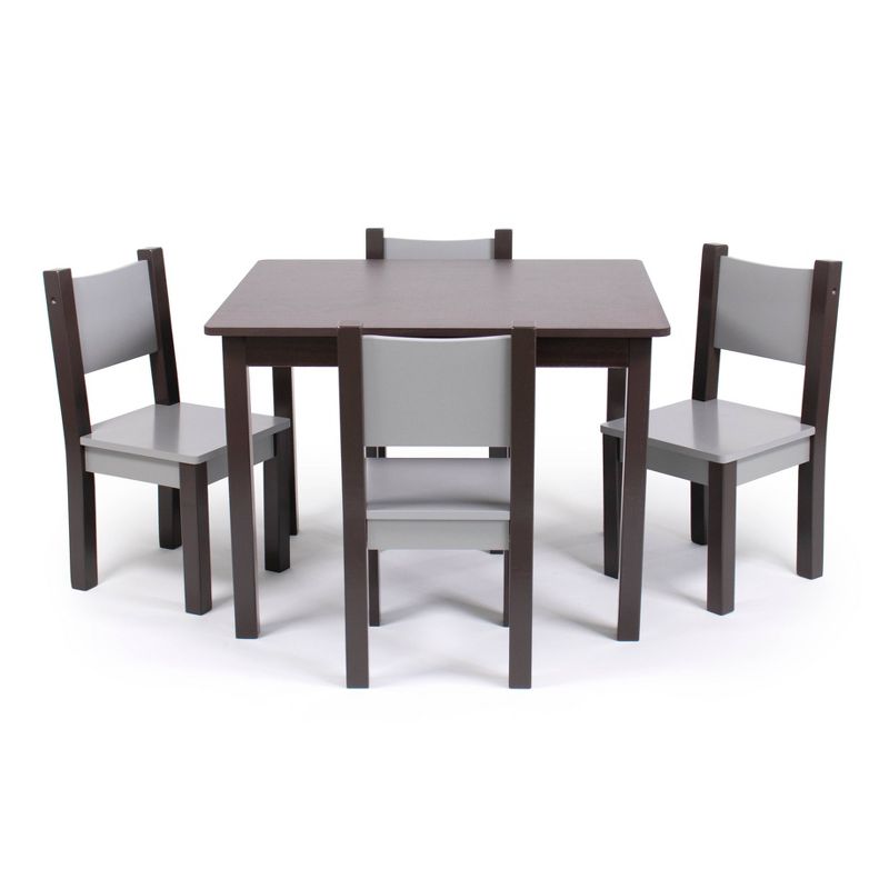 5pc Sumatra Modern Toddler Table and 4 Chairs Set Espresso/Gray - Humble Crew, 3 of 5