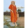 LA LEELA Women's Summer Batik Caftan House Dashiki Dress Kaftan Loungewear Nightshirts for Women Sleepwear Plus size 2X-3X Red, Stripe - 2 of 4