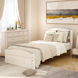 ALEXOUN Twin Size Bed Frame with Drawers,Twin Size Platform Bed with Headboard and Footboard & Wood Support Slats,No Box Spring Needed - 1 of 4