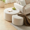 MOEPISY Nesting Coffee Table Set of 2,Upholstered Round Coffee Tables Set of 2 for Living Room, Modern Foam Round Coffee Table Beige - 3 of 4