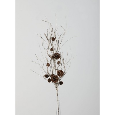 Sullivans Artificial Birch and Pinecone Spray 37"H Brown