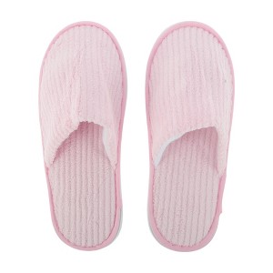 Unique Bargains Striped Coral Fleece Disposable Slippers 1 Pair - 1 of 4