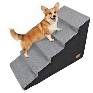 Artloge 3/4/5 Steps Pet Dog Stairs Sofa Side Dog Steps with Non-Slip Base & High Density Foam for Small Cat Puppy Disability Pet Aid - 1 of 4