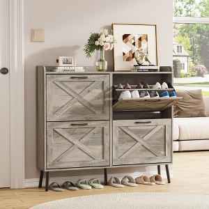 Large Shoe Storage Cabinet with 4 Flip Drawers - 1 of 4