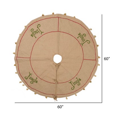 60" Burlap Jingle Collection Tan Christmas Tree Skirt