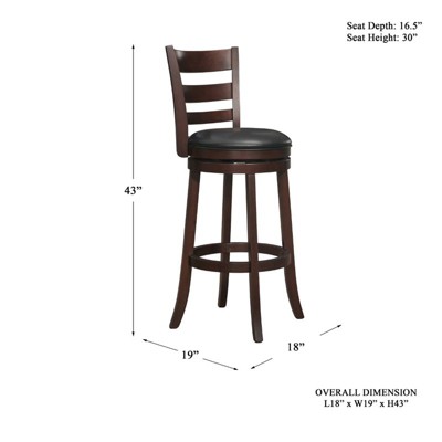 Cherry Wood Swivel Bar Stool with Black Leather Seat
