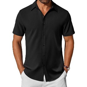 COOFANDY Mens Casual Shirts Short Sleeve Button Down Shirt Wrinkle Free Summer Shirt - 1 of 4