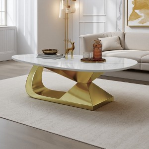 Sintered Stone & Steel Modern Coffee Table - 1 of 4