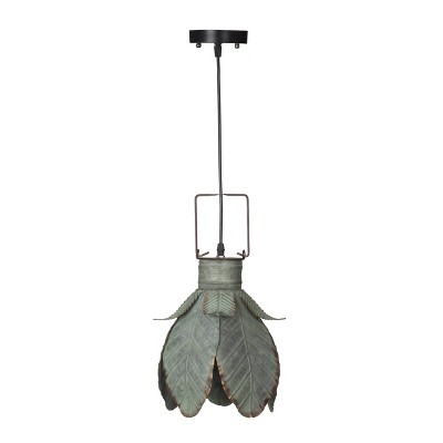 11" Suvi Iron Petal Pendant Aged Gray - A&B Home: UL Listed, Metal Shade, No Assembly Required