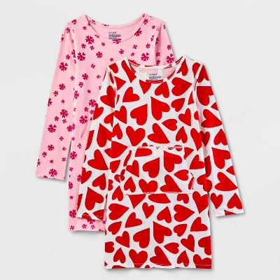 Girls' Adaptive Long Sleeve Valentine's Day 2pk Dress - Cat & Jack™ Pink/Red