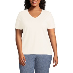 Lands' End Women's Relaxed Supima Cotton V-Neck T-Shirt - 1 of 3