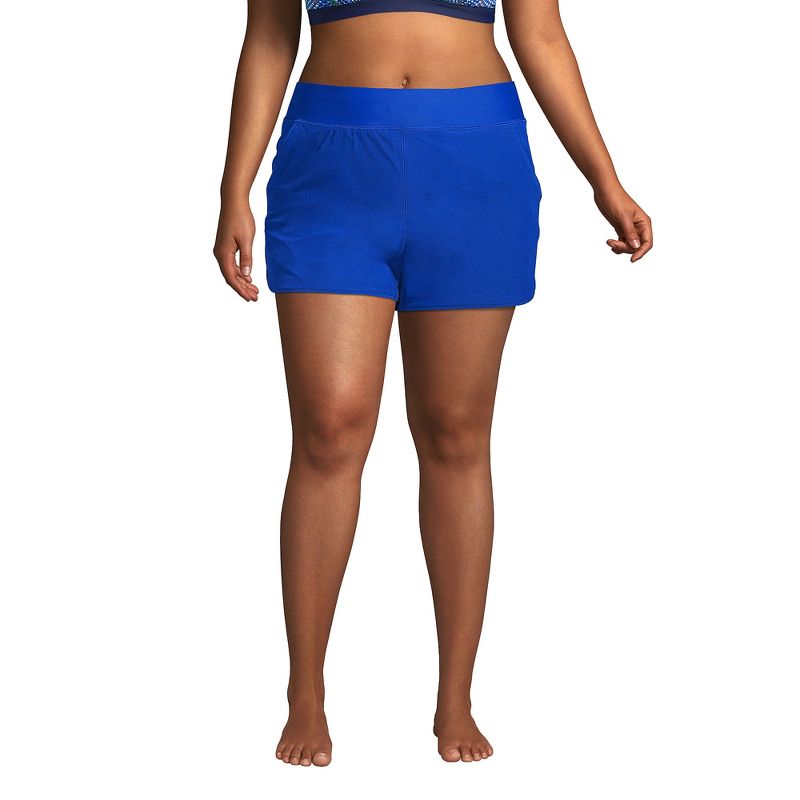 Lands' End Women's 3" Quick Dry Elastic Waist Board Shorts Swim Cover-up Shorts with Panty, 1 of 7