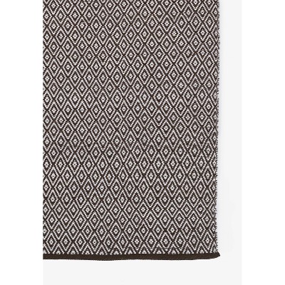 Brown and White Hand Woven Synthetic Diamond Pattern Rug