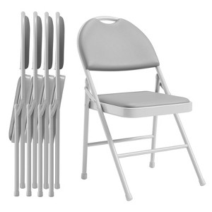 Whizmax Folding Chairs 4 Pack, Metal Foldable Chair with Cushion and Non-Slip Feet Pads, PU Party Chairs for Indoors and Outdoors, Dining Room - 1 of 4