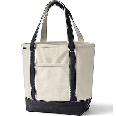 Lands' End Medium Natural 5 Pocket Open Top Canvas Tote Bag - - Natural ...