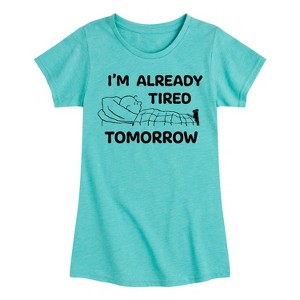 Girls' - Peanuts - Charlie Brown Already Tired Tomorrow Fitted Short Sleeve Graphic T-Shirt - 1 of 4