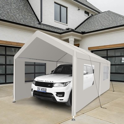 12x20 ft Heavy Duty Carport Canopy Car Tent Outdoor Garage Boat Shelter with Reinforced Structure with Ventilated Windows Sidewall