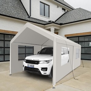 12x20 ft Heavy Duty Carport Canopy Car Tent Outdoor Garage Boat Shelter with Reinforced Structure with Ventilated Windows Sidewall - 1 of 4