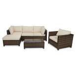 4pc Wicker Patio Sectional Seating Set - Beige - EDYO LIVING