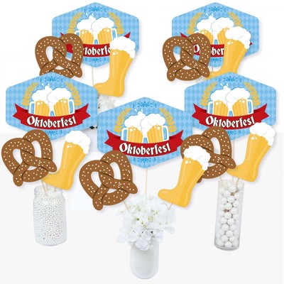 Big Dot of Happiness Oktoberfest - Beer Festival Centerpiece Sticks - Table Toppers - Set of 15