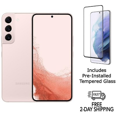 Refurbished Samsung Galaxy S22 5G S901U (Fully Unlocked) 128GB Pink Gold (Grade A+)w/ Pre-Installed Tempered Glass