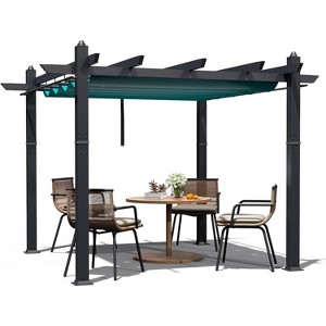 Retractable Aluminum Pergola with Sunshade & Mesh Panels，Durable All-Weather Design, Outdoor Pavilion for Patio, Garden, Deck - 1 of 4