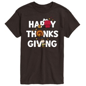 Men's - Peanuts - Happy Thanksgiving Icons Short Sleeve Graphic T-Shirt - 1 of 4