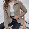 Women's Lapel Collar Jacquard Peplum Blazer, Double - Breasted Slim Fit Office Jacket - 3 of 4