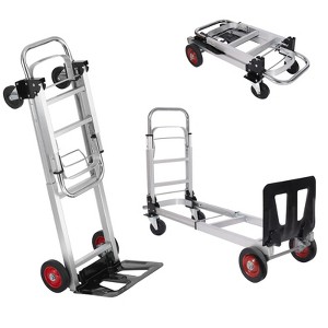 2-in-1 Convertible Hand Truck,Platform Truck Dolly with 4 Wheel, Wheel Dolly Cart with Telescoping Handle for Moving Warehouse, Garden, Grocery - 1 of 4