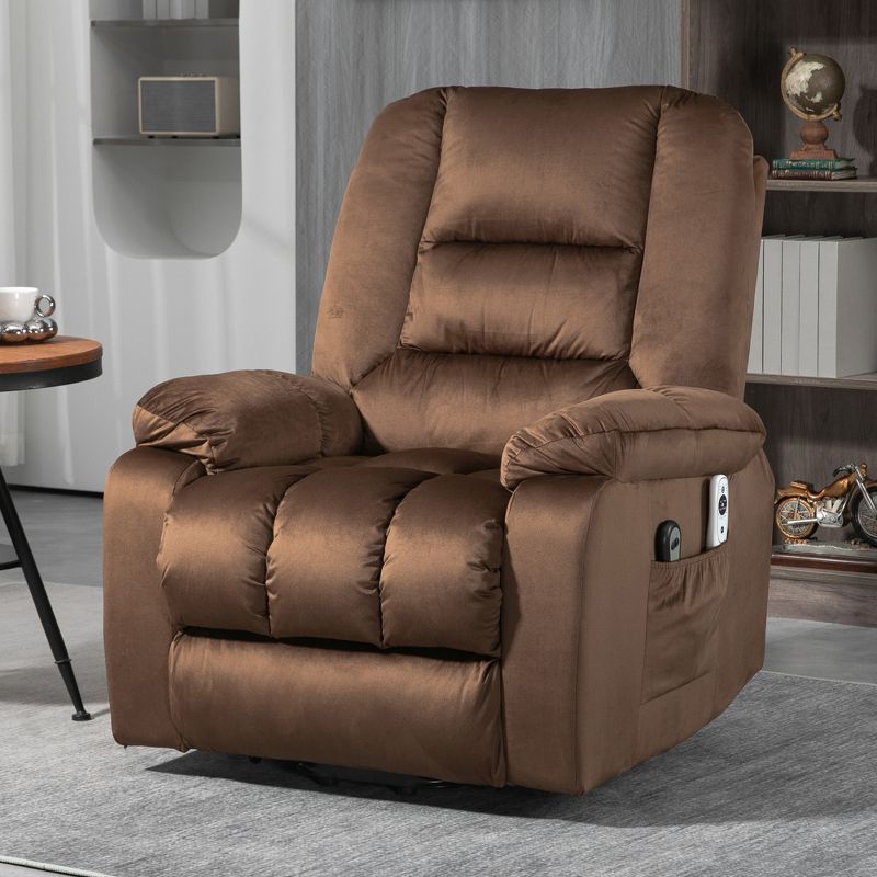 HOMCOM Power Lift Chair, Fabric Vibration Massage Recliner Chair with Heat, Remote Control, and Side Pockets, 2 of 7
