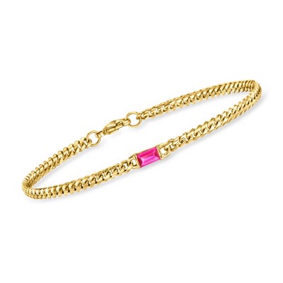 Pure Collection by Ross-Simons 0.30 Carat Lab-Grown Ruby Curb-Link Bracelet in 18kt Gold Vermeil