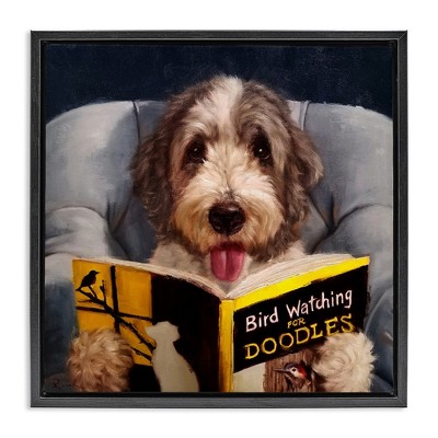 Stupell Industries Dog with Bird Watching Book, 25" x 25"