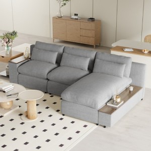 L-shaped Modular Sectional Sofa with Removable Back Cushions,3 Pillows and 2 Storage Spaces,Suitable for Living rooms,Offices and Apartments - 1 of 4