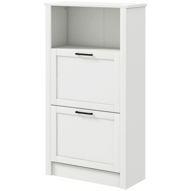 HOMCOM Shoe Storage Cabinet with 2 Flip Drawers and Open Compartment, Adjustable Shelves for Entryway or Hallway, 4 of 7