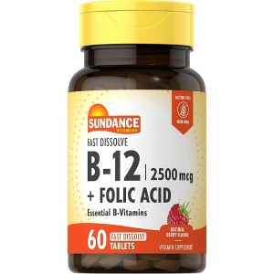 Sundance Vitamin B12 2500 mcg Plus Folic Tablets, 60 Count - 1 of 4