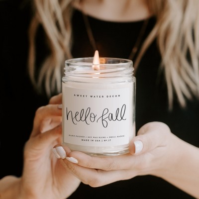 Hello Fall Scented Soy Jar Candle with Script Label