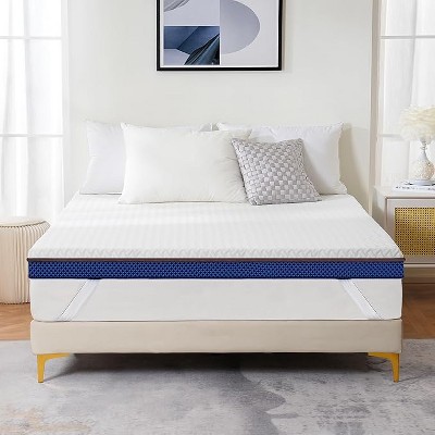 BAFODE 3 Inch Gel Memory Foam Mattress Topper Queen - Medium Firm Double Side Mattress Pad, High Density Foam Mattress Bed Topper